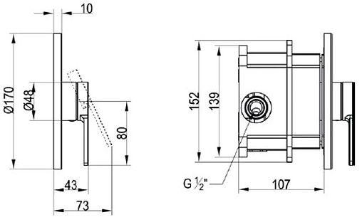 Смеситель для душа скрытого монтажа Villeroy&amp;Boch Architectura хром TVS10335200061