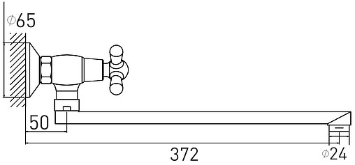 Смеситель для ванны с длинным изливом Gross Aqua Retro хром 7016083C-35L(F) - Н