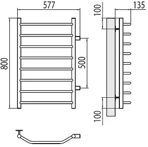 Полотенцесушитель водяной лесенка Terminus Виктория П8 500х800 бп500 полированная сталь 4670078530110, 2