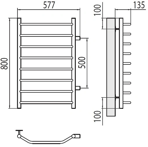 Полотенцесушитель водяной лесенка Terminus Виктория П8 500х800 бп500 полированная сталь 4670078530110