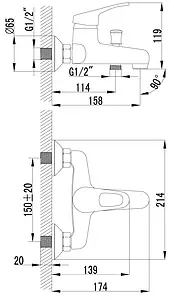 Смеситель для ванны Lemark Omega хром LM3102C Смеситель для ванны Lemark Omega хром LM3102C, 2