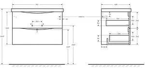 Тумба-умывальник подвесная BelBagno MARINO-CER 80 Rovere Bianco MARINO-CER-800-2C-SO-WO-P+BB-0322-80-LVB, 2
