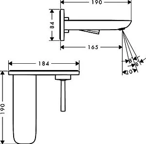 Смеситель для раковины из стены Hansgrohe PuraVida хром 15084000, 2