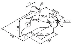Смеситель для ванны Damixa Space хром 101000000 Смеситель для ванны Damixa Space хром 101000000, 2