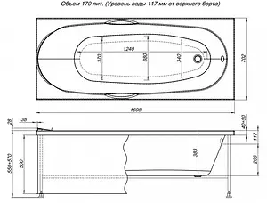 Ванна акриловая Aquanet Dali 170x70 00239293 Ванна акриловая Aquanet Dali 170x70 00239293, 2