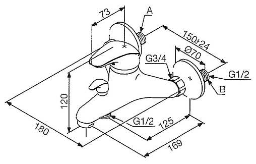 Смеситель для ванны Damixa Space хром 101000000 Смеситель для ванны Damixa Space хром 101000000