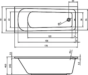 Ванна акриловая Riho ORION 170x70 BC0100500000000, 3