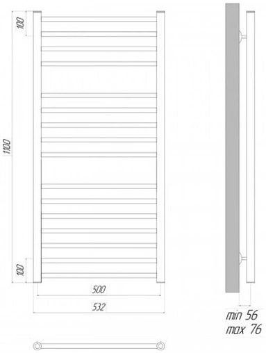 Полотенцесушитель водяной лесенка Lemark Ursus П16 500x1100 черный матовый LM72116BL
