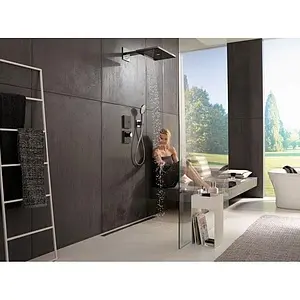 Вентиль переключающий на 3 потребителя Hansgrohe ShowerSelect Glass чёрный/хром 15736600, 3