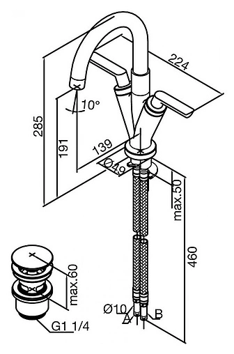 Смеситель для раковины Damixa Venus хром 168570064