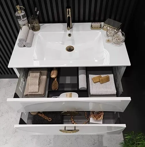 Тумба-умывальник подвесная Opadiris Ибица 90 белый глянец 00-00003607+