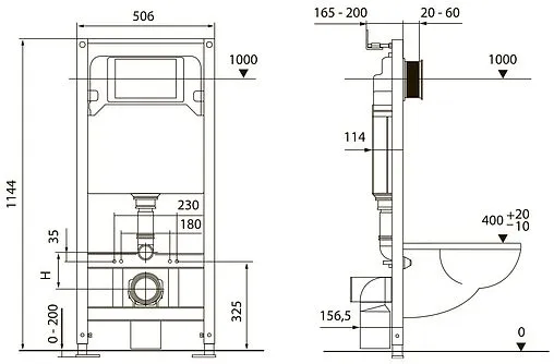 Комплект 6 в 1 TECEspring Base R K401104WCR с кнопкой TECEspring R 9940104 черный матовый