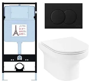 Комплект 6 в 1 Jacob Delafon Elite E21743RU-BL с кнопкой E36496-BL черный матовый, 1