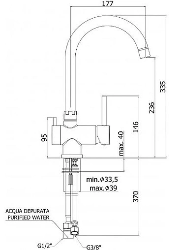 Смеситель для кухни с подключением к фильтру Paffoni Stick хром SK190CR