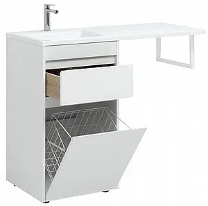 Тумба-умывальник напольная над стиральной машиной Aquanet Токио 110 L белый 00239289+00235497, 4