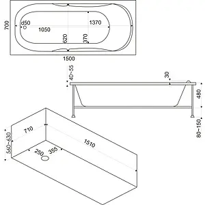 Ванна акриловая Bas Ибица 150x70 В00011 Ванна акриловая Bas Ибица 150x70 В00011, 2