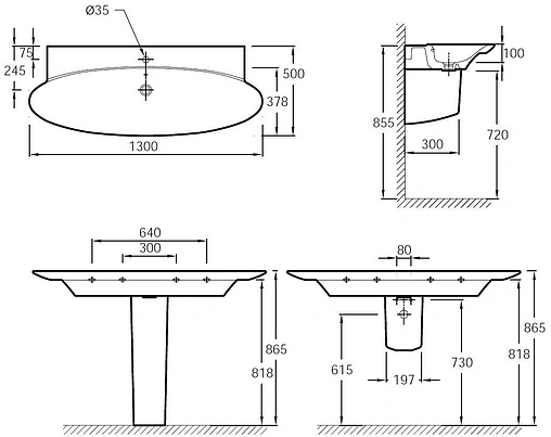 Раковина Jacob Delafon Presquile 130 белый E4435-00