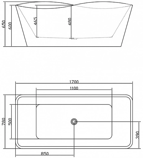Ванна акриловая отдельностоящая Swedbe Vita 170x78 8809