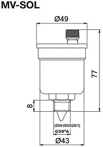 Воздухоотводчик автоматический для гелиосистем ½"н WATTS Minivent Sol MV-SOL 10004915 Воздухоотводчик автоматический для гелиосистем ½"н WATTS Minivent Sol MV-SOL 10004915, 2