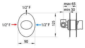 Смеситель для душа скрытого монтажа Bossini Oval хром Z006201.030 Смеситель для душа скрытого монтажа Bossini Oval хром Z006201.030, 2