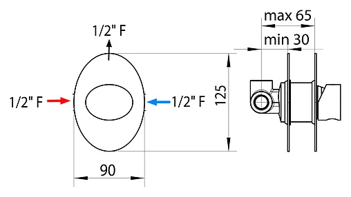 Смеситель для душа скрытого монтажа Bossini Oval хром Z006201.030 Смеситель для душа скрытого монтажа Bossini Oval хром Z006201.030