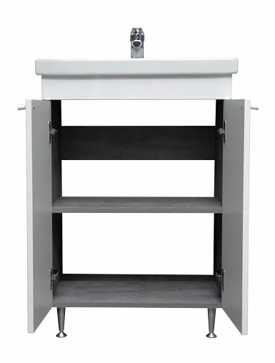 Тумба-умывальник напольная Домино Промо 60 бетон/белый DP2618T+4640021060773