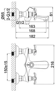 Смеситель для ванны D&K Hessen Documenta хром DA1213201 Смеситель для ванны D&K Hessen Documenta хром DA1213201, 2