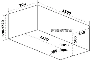 Ванна акриловая Bas Аякс стандарт 150х70 Вб00127 Ванна акриловая Bas Аякс стандарт 150х70 Вб00127, 3