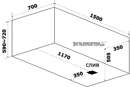 Ванна акриловая Bas Аякс стандарт 150х70 Вб00127