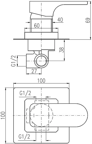 Смеситель для душа скрытого монтажа Rav Slezak Yukon белый/хром YU183CB