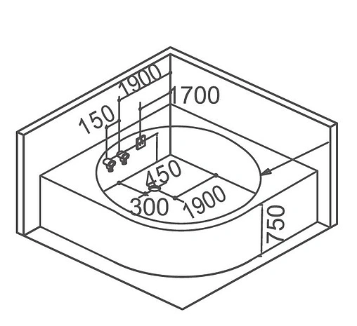 Ванна акриловая с гидромассажем Gemy 206x206 G9263 K