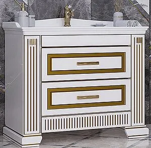 Тумба-умывальник напольная Opadiris Оникс 100 белый глянц/с золотой патиной 00-00003548+036500-u-01, 1