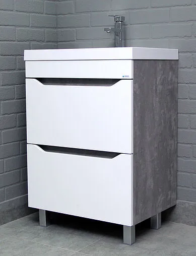 Тумба под умывальник напольная Айсберг Ева 60 белый/бетон DA5915T