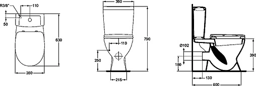 Унитаз-компакт Ideal Standard Eurovit plus белый V337001