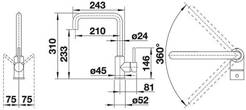 Смеситель для кухни Blanco Mili чёрный матовый 526780
