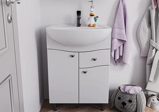 Тумба под умывальник напольный Айсберг Волна 60 белый DA1021T