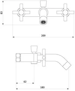 Смеситель для ванны Damixa Neo Classic чёрный матовый 241000000, 2