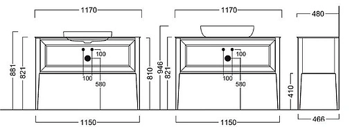 Тумба-умывальник напольная Kerama Marazzi Plaza Classic 120 1+1 орех PL.C.120.1+1\\NUT+