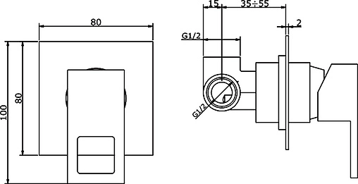 Смеситель для душа скрытого монтажа Cezares Molveno хром MOLVENO-DIM-01-Cr