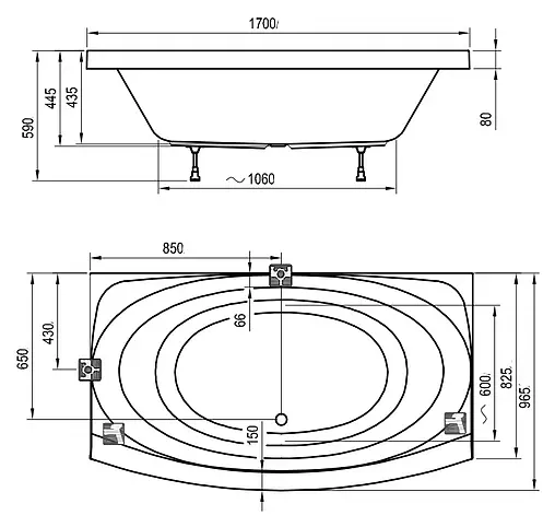 Ванна акриловая Ravak EVOLUTION 170x97 C851000000