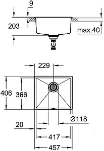 Мойка кухонная Grohe K700U-45.7 серый гранит 31653AT0 Мойка кухонная Grohe K700U-45.7 серый гранит 31653AT0, 2