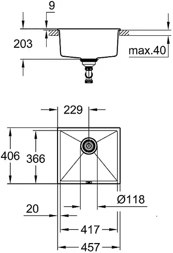 Мойка кухонная Grohe K700U-45.7 серый гранит 31653AT0