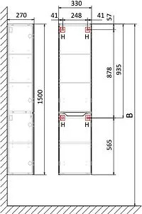 Шкаф-пенал подвесной Jorno Slide 150 антрацит Sli.04.150/P/A Шкаф-пенал подвесной Jorno Slide 150 антрацит Sli.04.150/P/A, 2