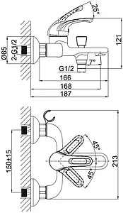Смеситель для ванны D&K Rhein Eucharius хром DA1373201 Смеситель для ванны D&K Rhein Eucharius хром DA1373201, 2