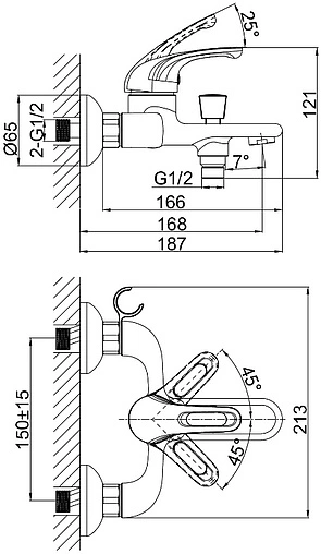 Смеситель для ванны D&amp;K Rhein Eucharius хром DA1373201