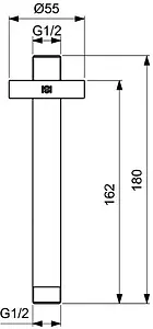 Держатель верхнего душа на потолок Ideal Standard IdealRain чёрный матовый B9446XG, 2