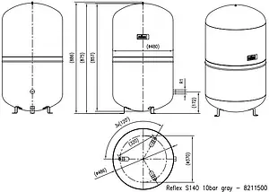 Гидроаккумулятор Reflex S 140л 10 бар 8211500 Гидроаккумулятор Reflex S 140л 10 бар 8211500, 2