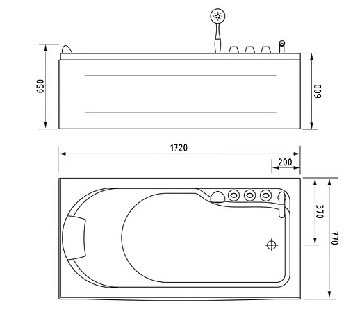 Ванна акриловая Gemy 172x77 R G9006-1.7 B R