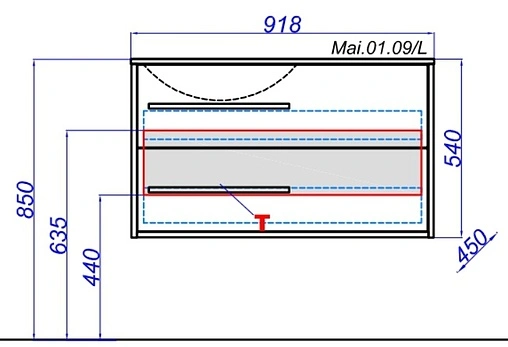 Тумба под умывальник подвесная Aqwella Miami 90 белый/дуб сонома Mai.01.09/L