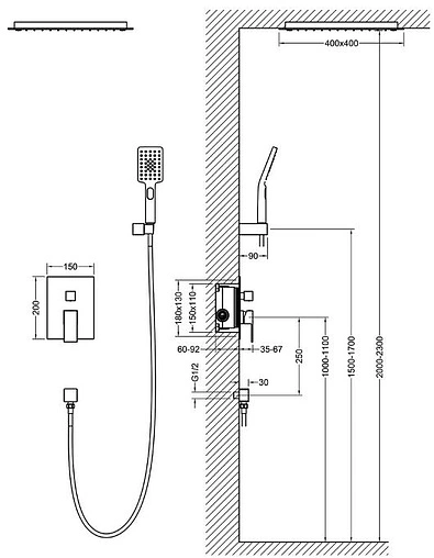 Душевая система со смесителем для душа Timo Selene черный матовый SX-2029/03SM
